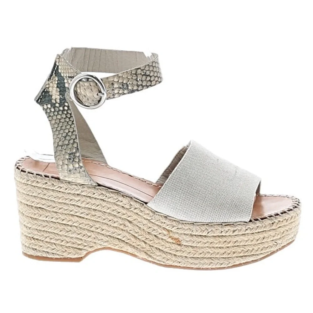 Dolce Vita Lesly espadrille wedge sandal beige snakeskin-print ankle strap Sz 10